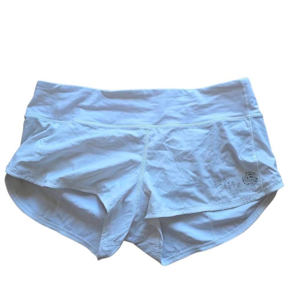 Lululemon womens Sz 8 white speed up Running shorts graphic printed